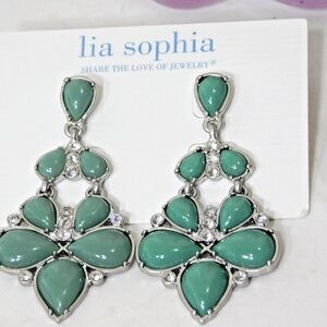 Lia Sophia "HUNTRESS" Glamorous Chandelier Earrings, Cut Crystals, NWT